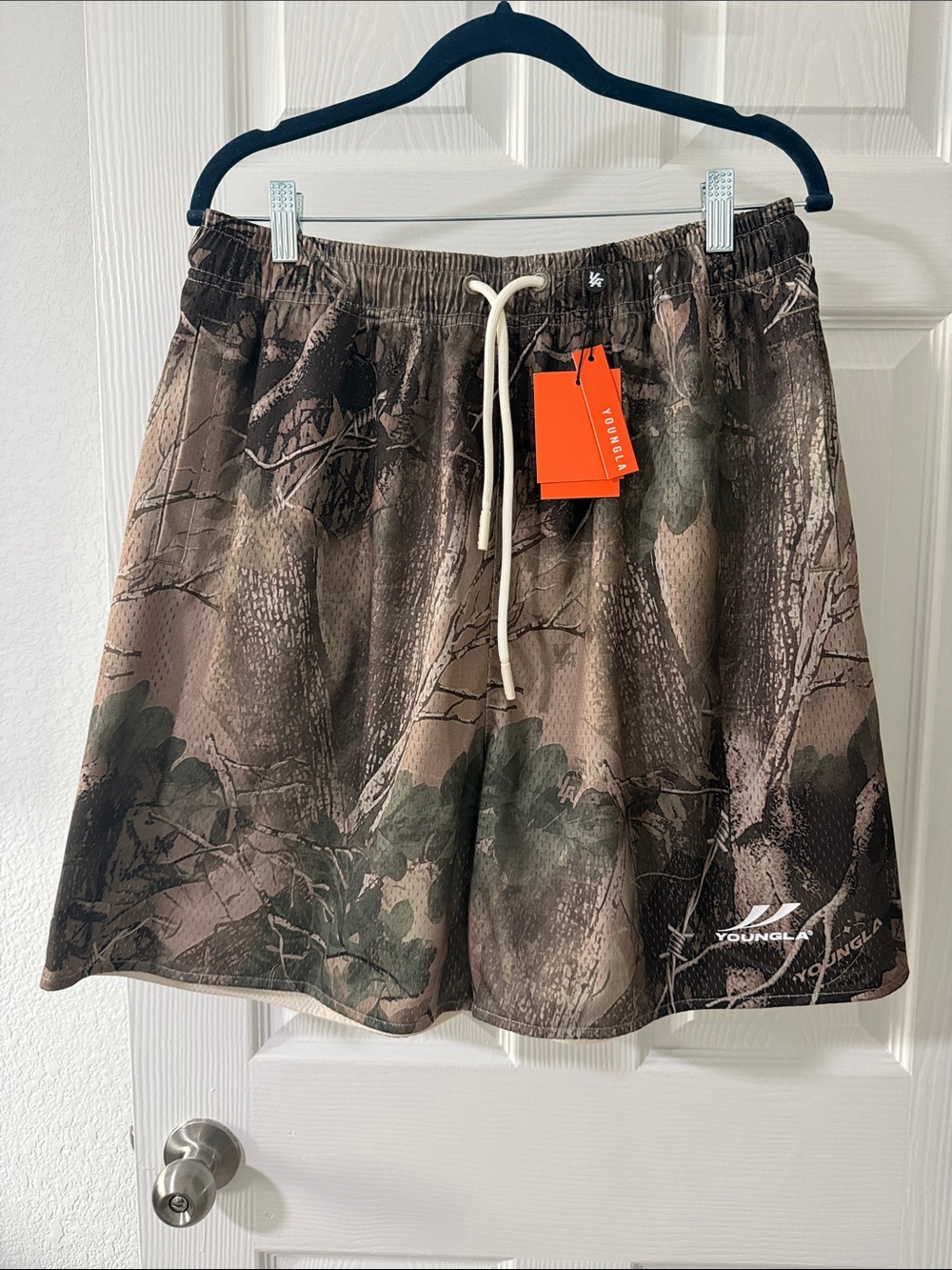 YoungLA Camouflage Athletic Shorts in Brown and Green